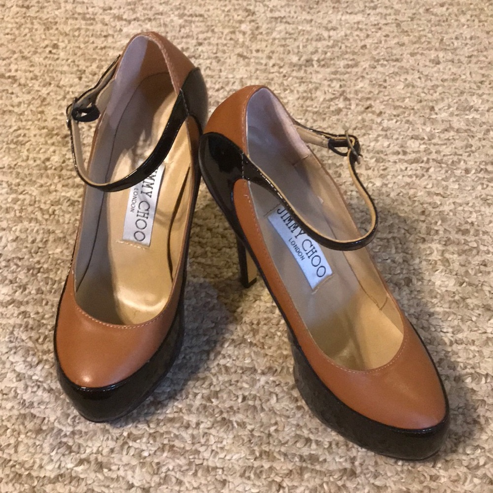Jimmy Choo Siskin Ankle Strap Two Tone Heels 38